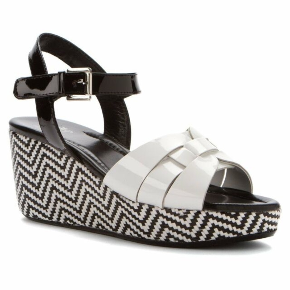 Amalfi Rangoni Black White Sandals Straw Heels